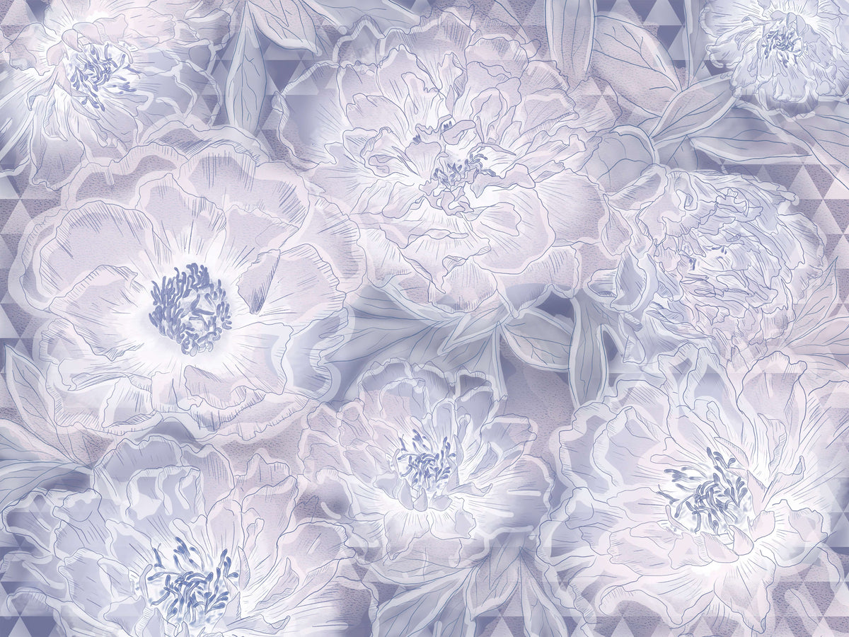 Pastell lavendelblommig tapet in your room — zoomed