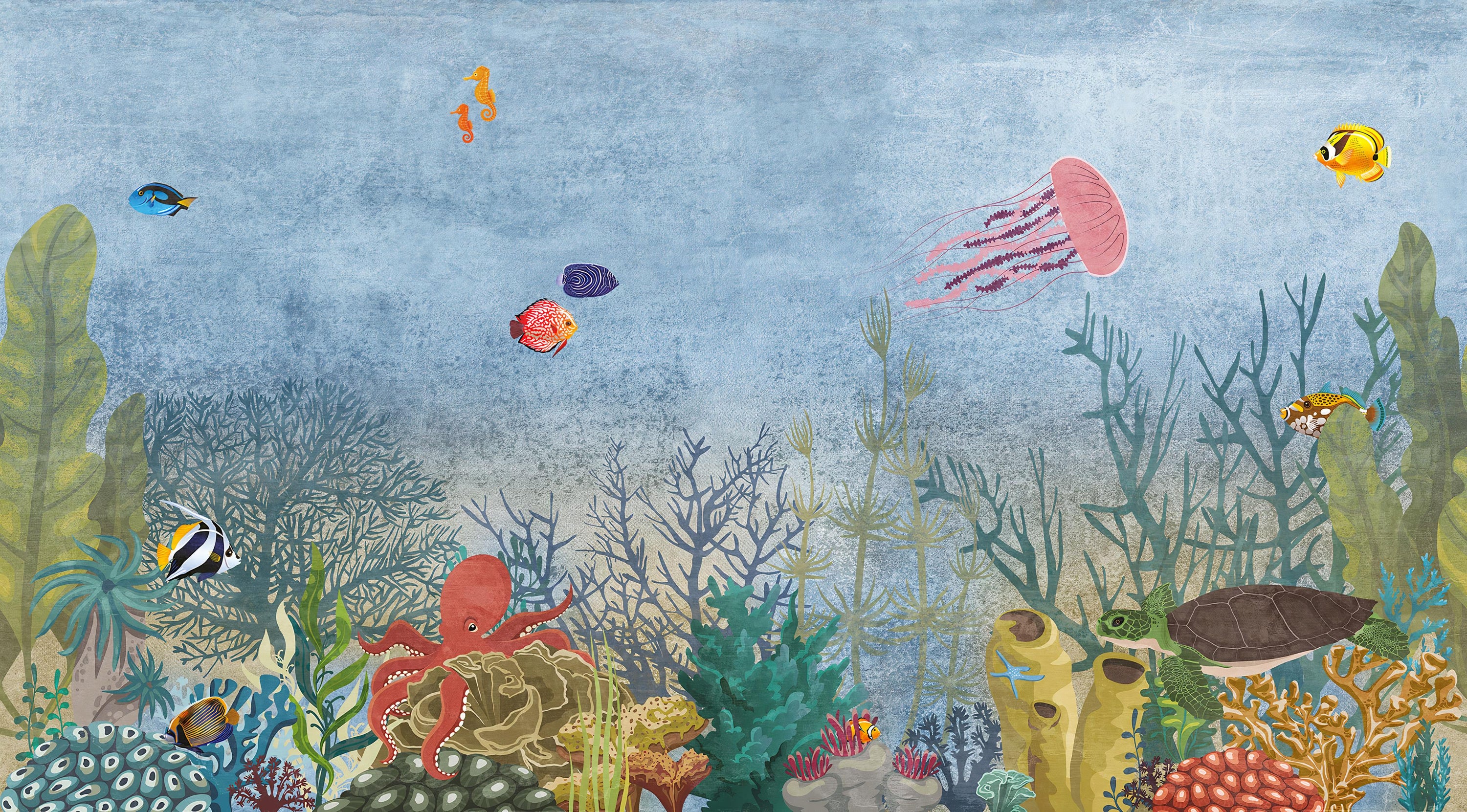 Marine Life Underwater Wallpaper Mural in your room — zoomed