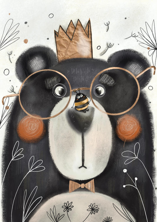 Fond d'écran de visage d'ours créatif mural