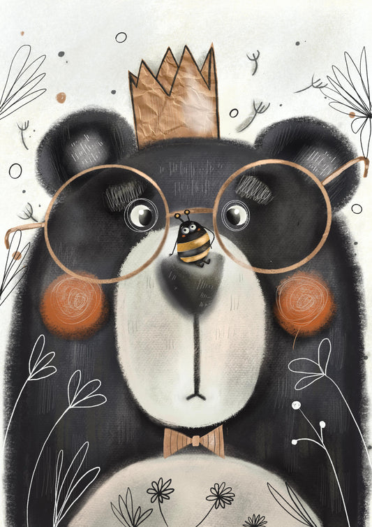 Creative Bear Face Wallpaper Mural