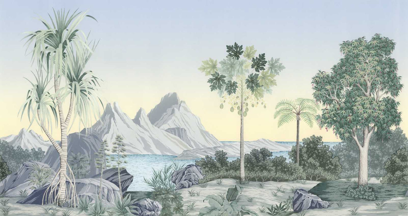 Tropisk paradis botanisk vægmaleri