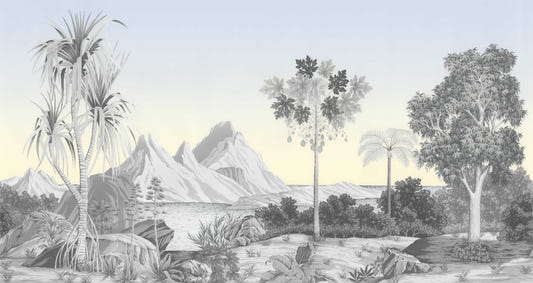 Murale monocromatico tropicale botanico murale