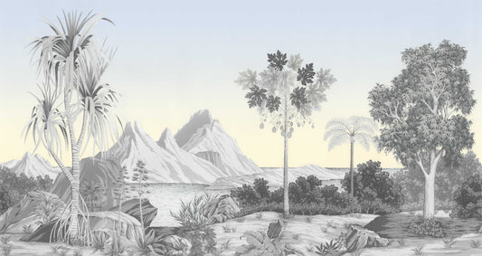Murale monocromatico tropicale botanico murale