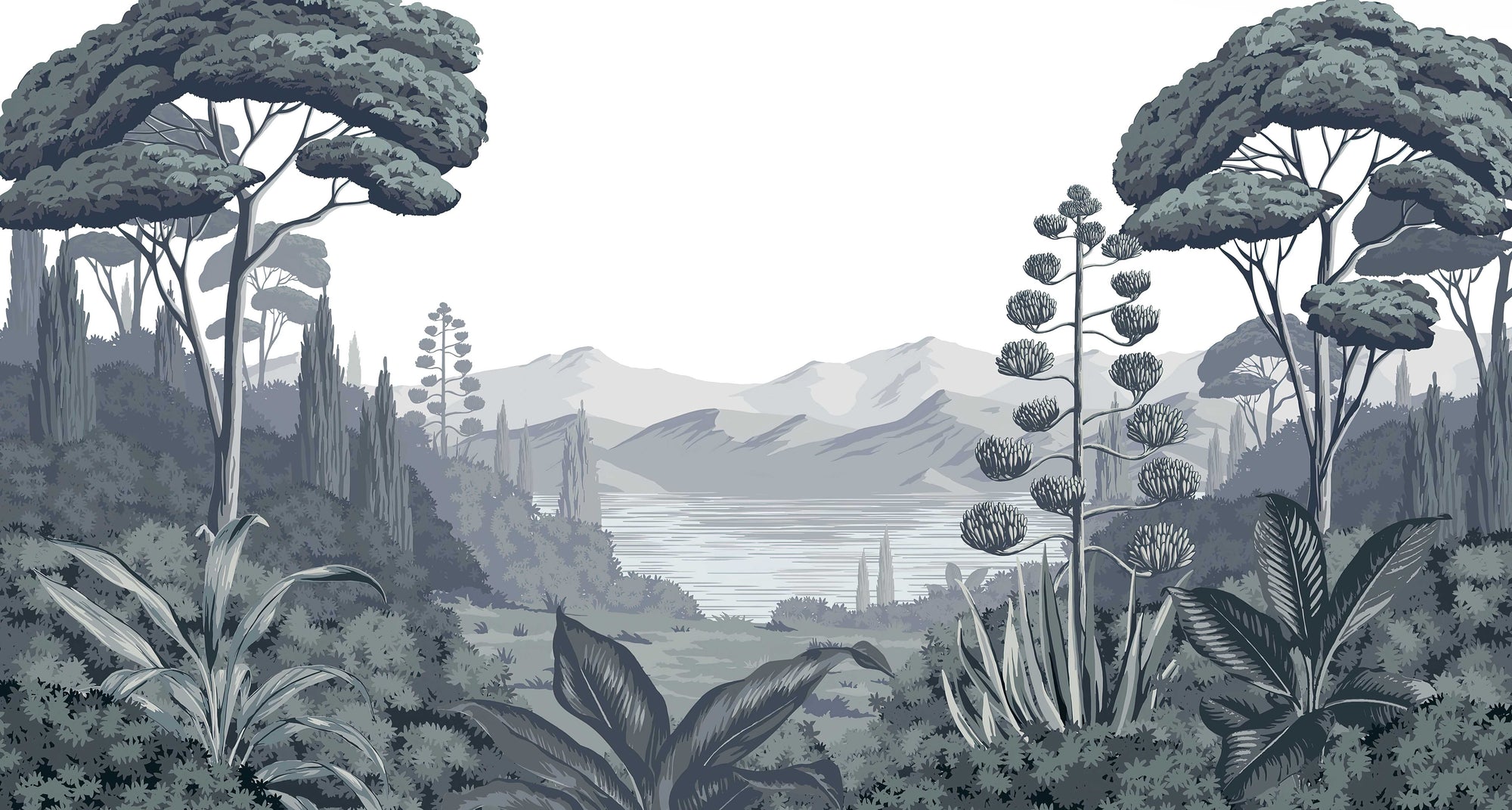 Scenic Botanical Landscape Wall Mural