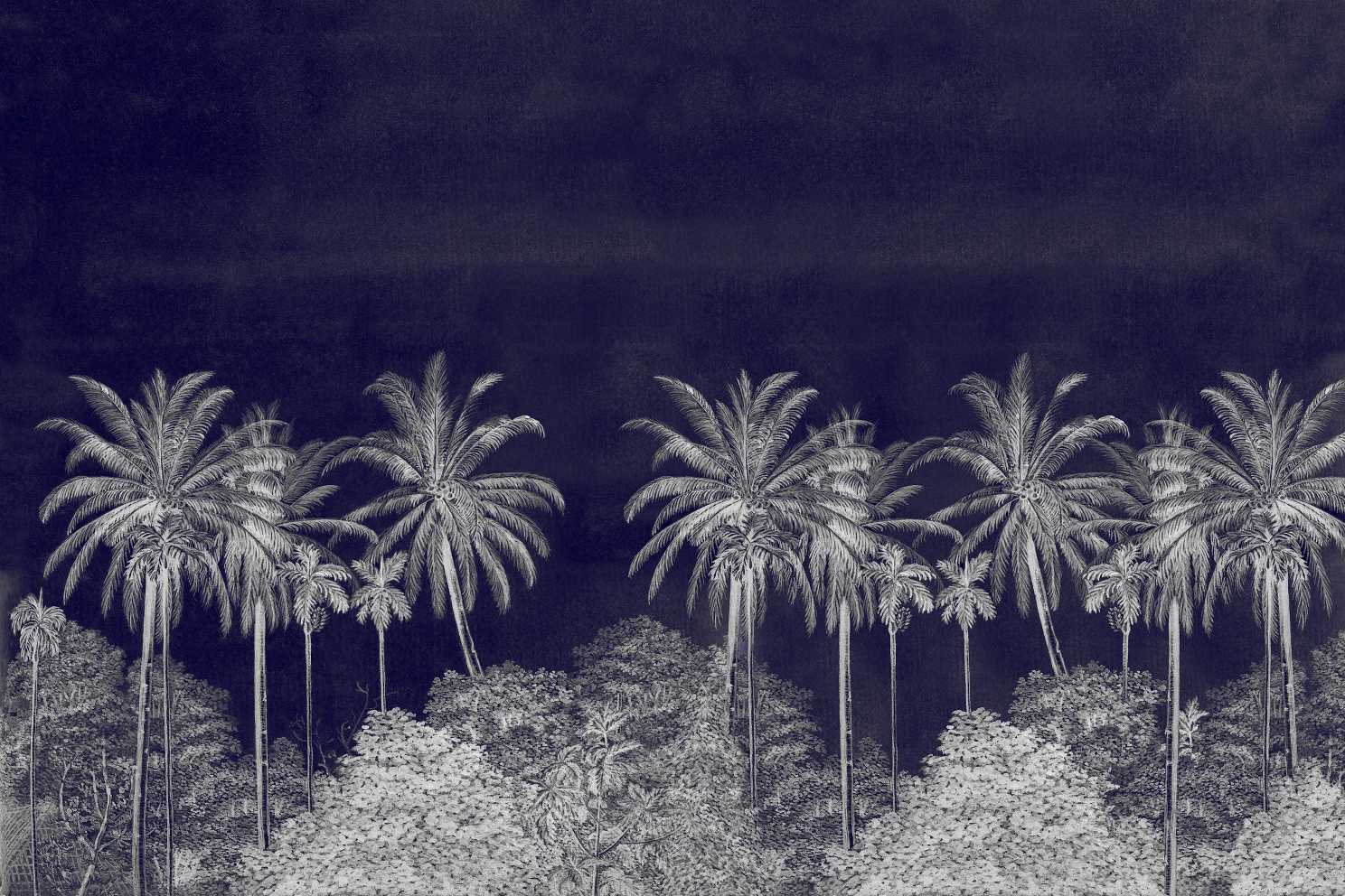 Monochrome Tropical Palm Tree Mural in your room — zoomed
