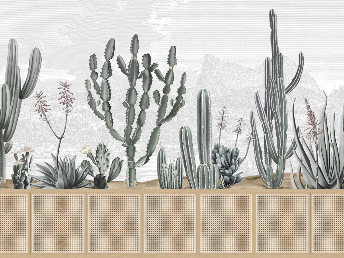 Boho Cactus Garden Wallpaper Wandbild in your room — zoomed