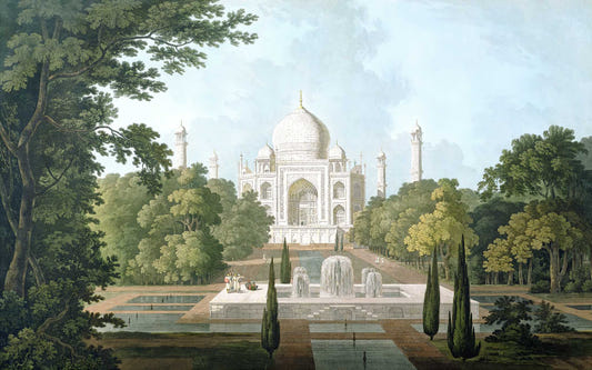 Carta da parati del giardino del taj mahal vintage