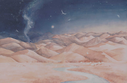 Mystische Sternennacht Landschaft Tapete