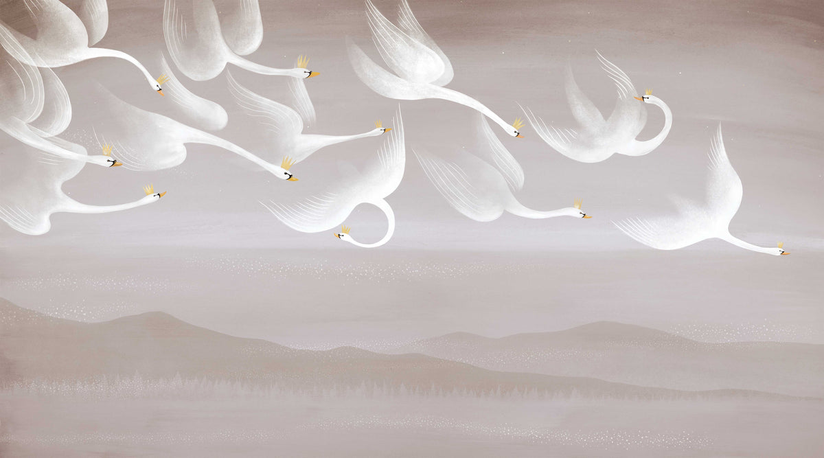 Murale murale des cygnes volants éthérés