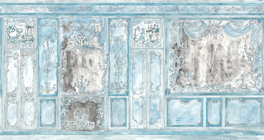 Murale vintage rococo blu murale