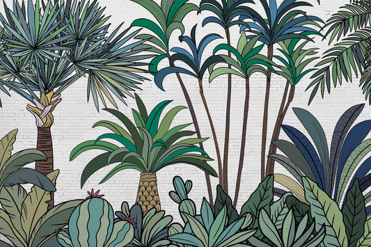 Fond d'écran du feuillage tropical tiré à la main