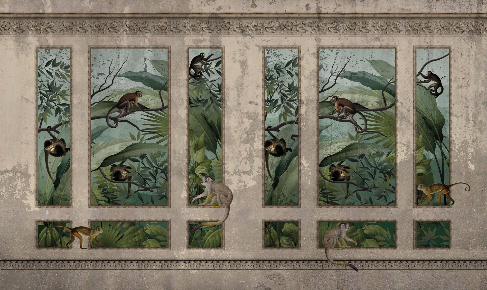 Vintage Jungle Monkey Wall Mural