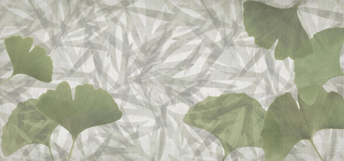 Ginkgo Leaf Botanical Wallpaper in your room — zoomed