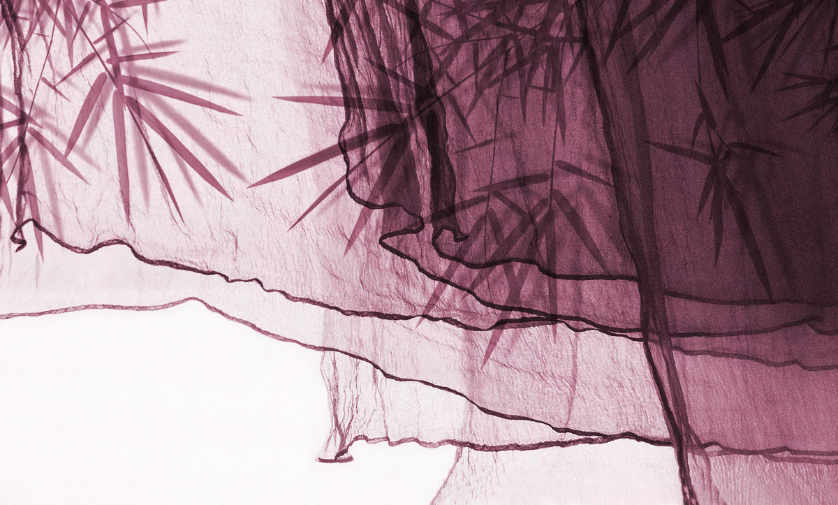Sheer Bamboo Shadow Fabric Art Wall Mural in your room — zoomed