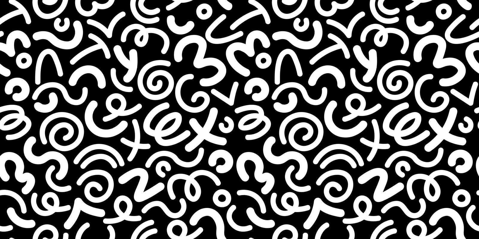 Papel pintado abstracto en blanco y negro - Patrón de garabatos