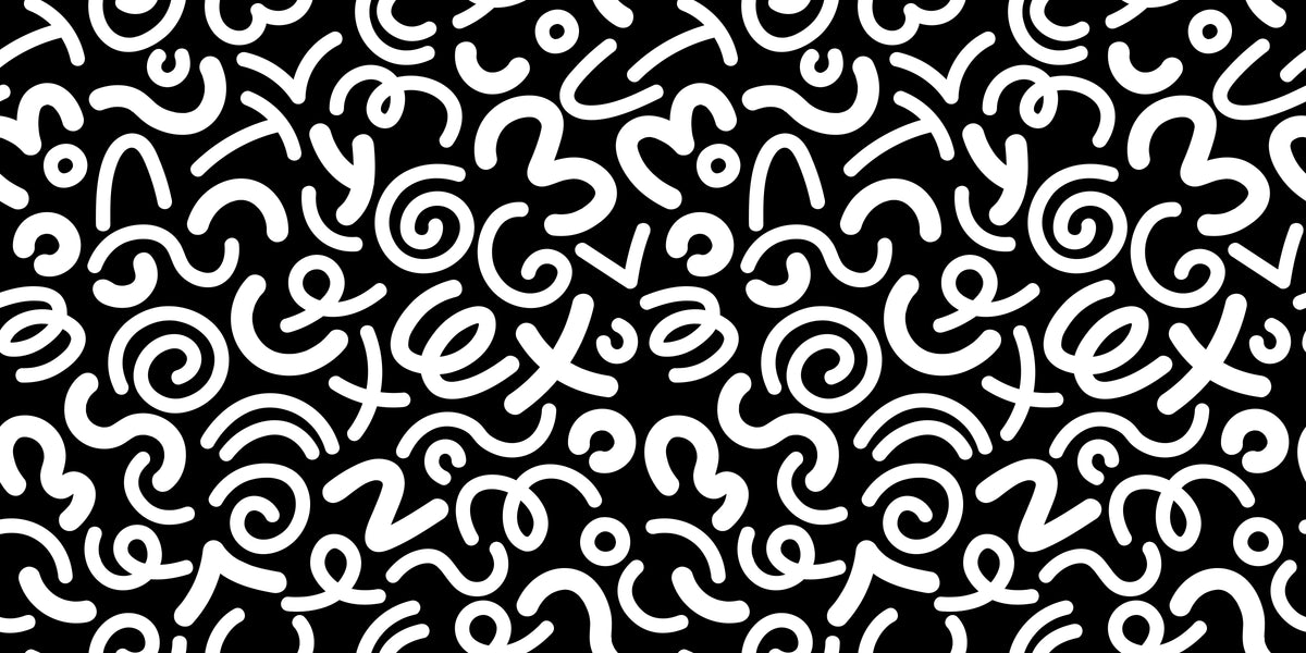 Papel pintado abstracto en blanco y negro - Patrón de garabatos in your room — zoomed