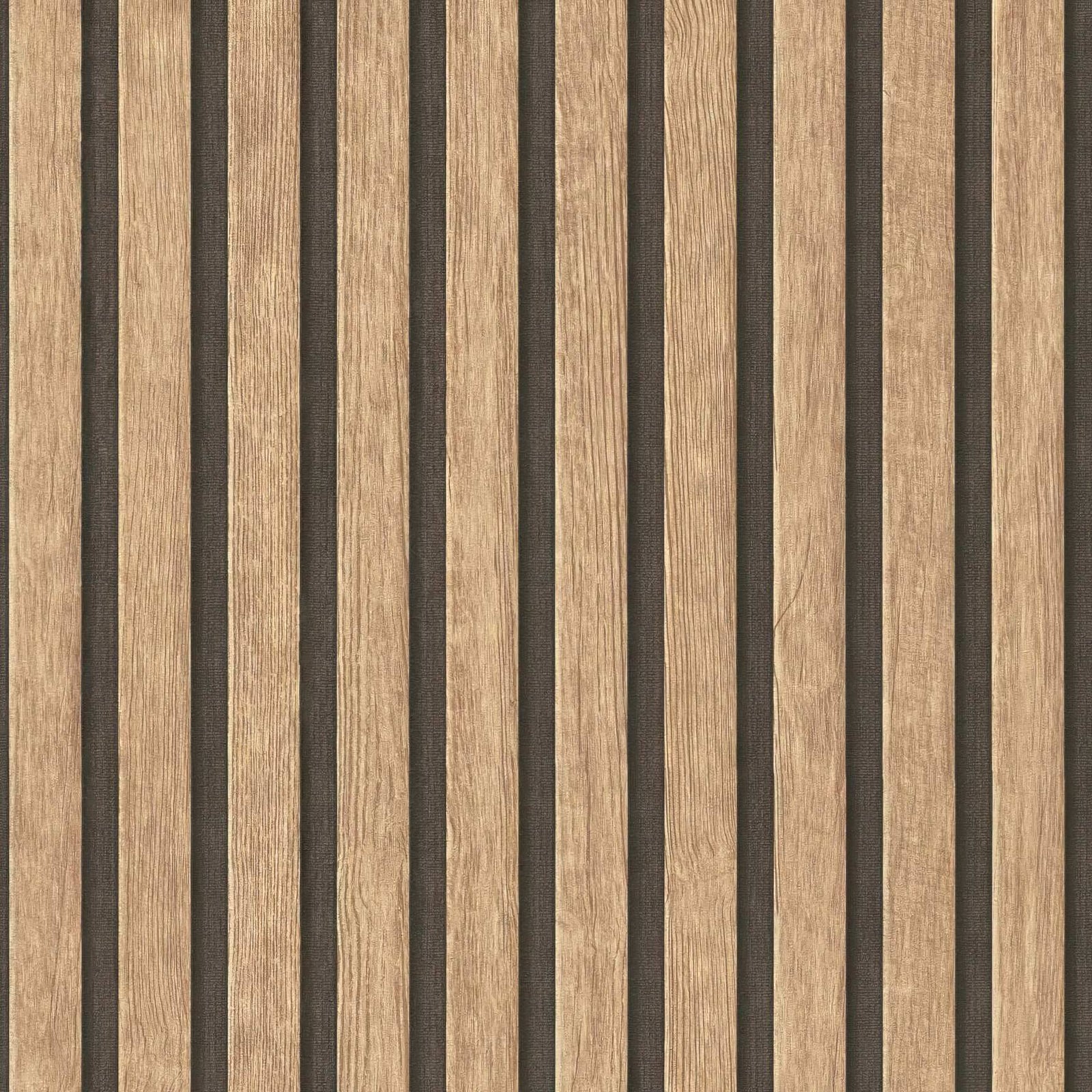 Beige brunt træpanel tapet
