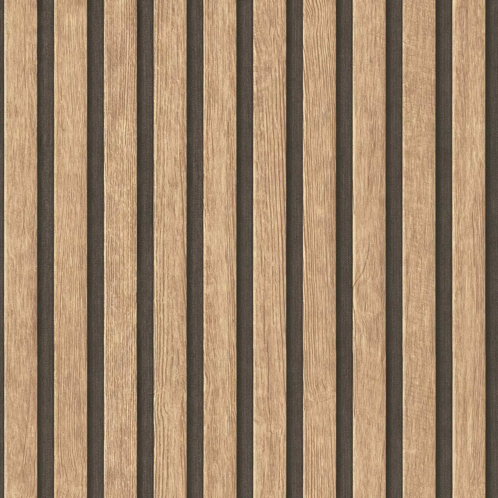 Beige Brown Wood Panel Wallpaper