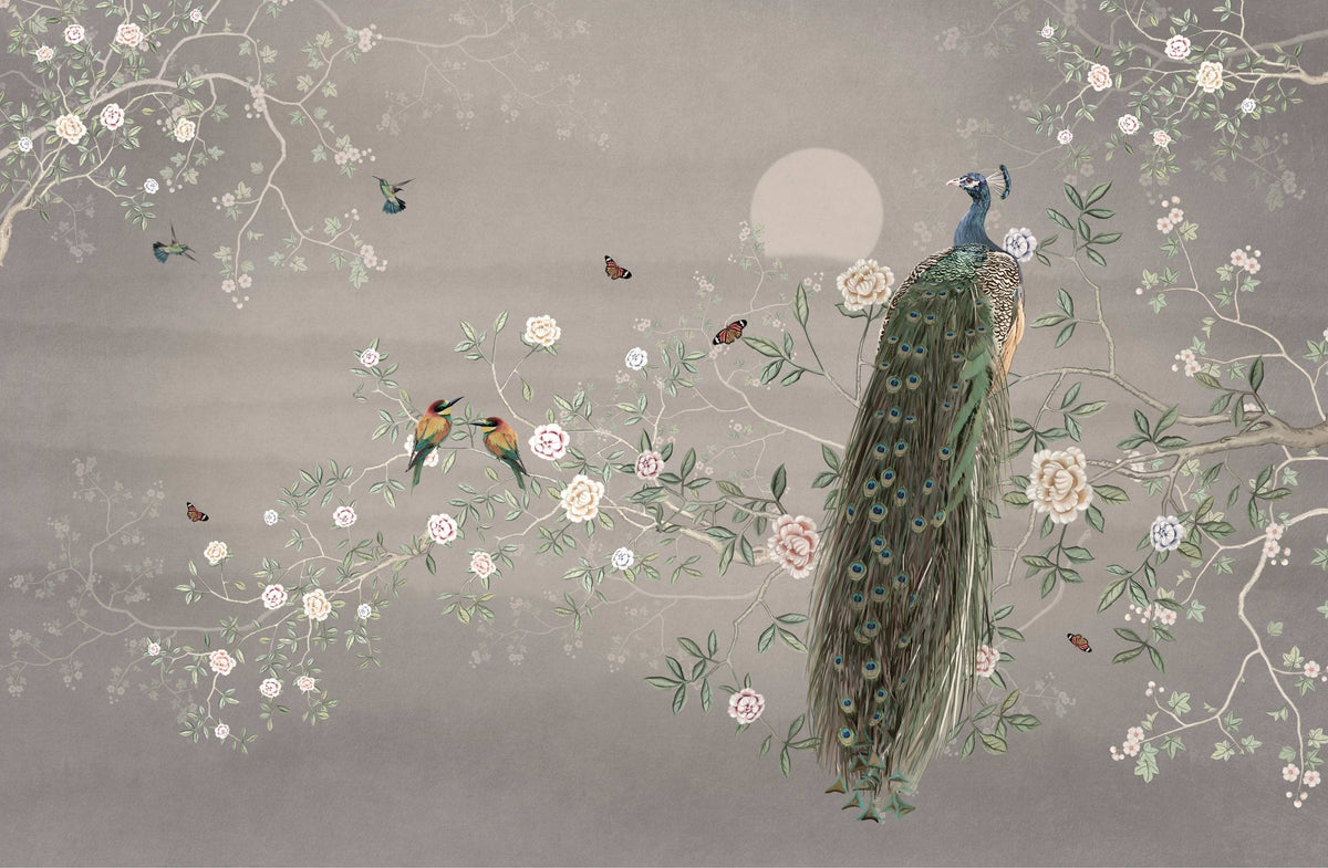 Chinoiserie Mural Wallpaper - Peacock