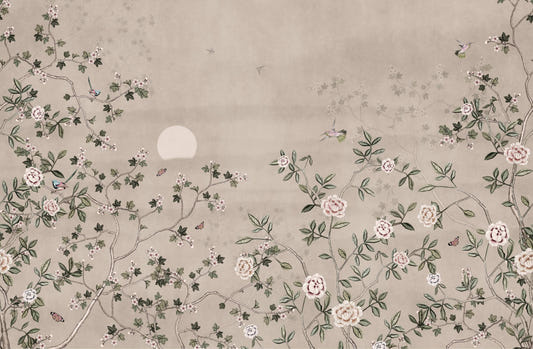 Chinoiserie blommig botanisk väggmålning