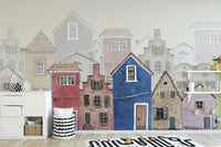 Watercolor Houses Wall Mural - Giffywalls