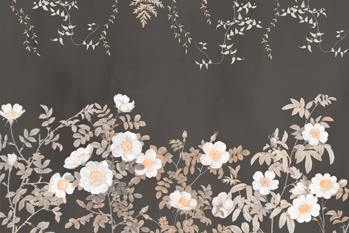 Murale murale del petalo nero di rame in your room — zoomed
