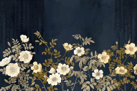 Midnight Gold Flora tapet väggmålning