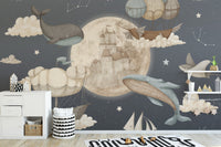 Flying Whales Boat Wall Mural - Giffywalls