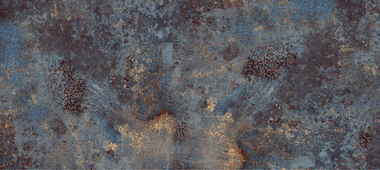 Murale blu arrugginito