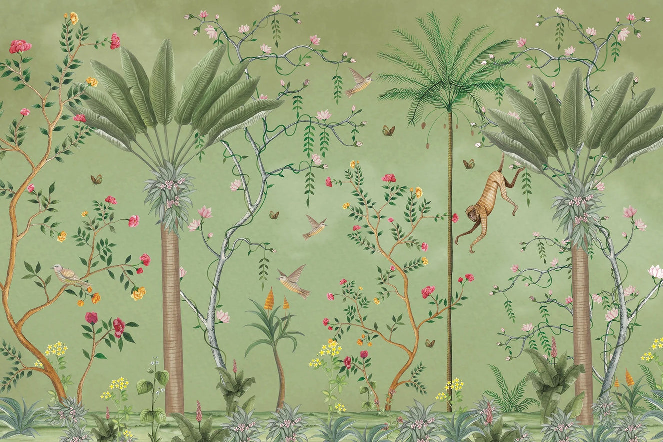 Papier peint de la chinoiserie tropicale murale