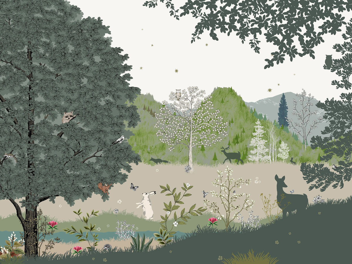 Kids Jungle Wallpaper Mural in your room — zoomed