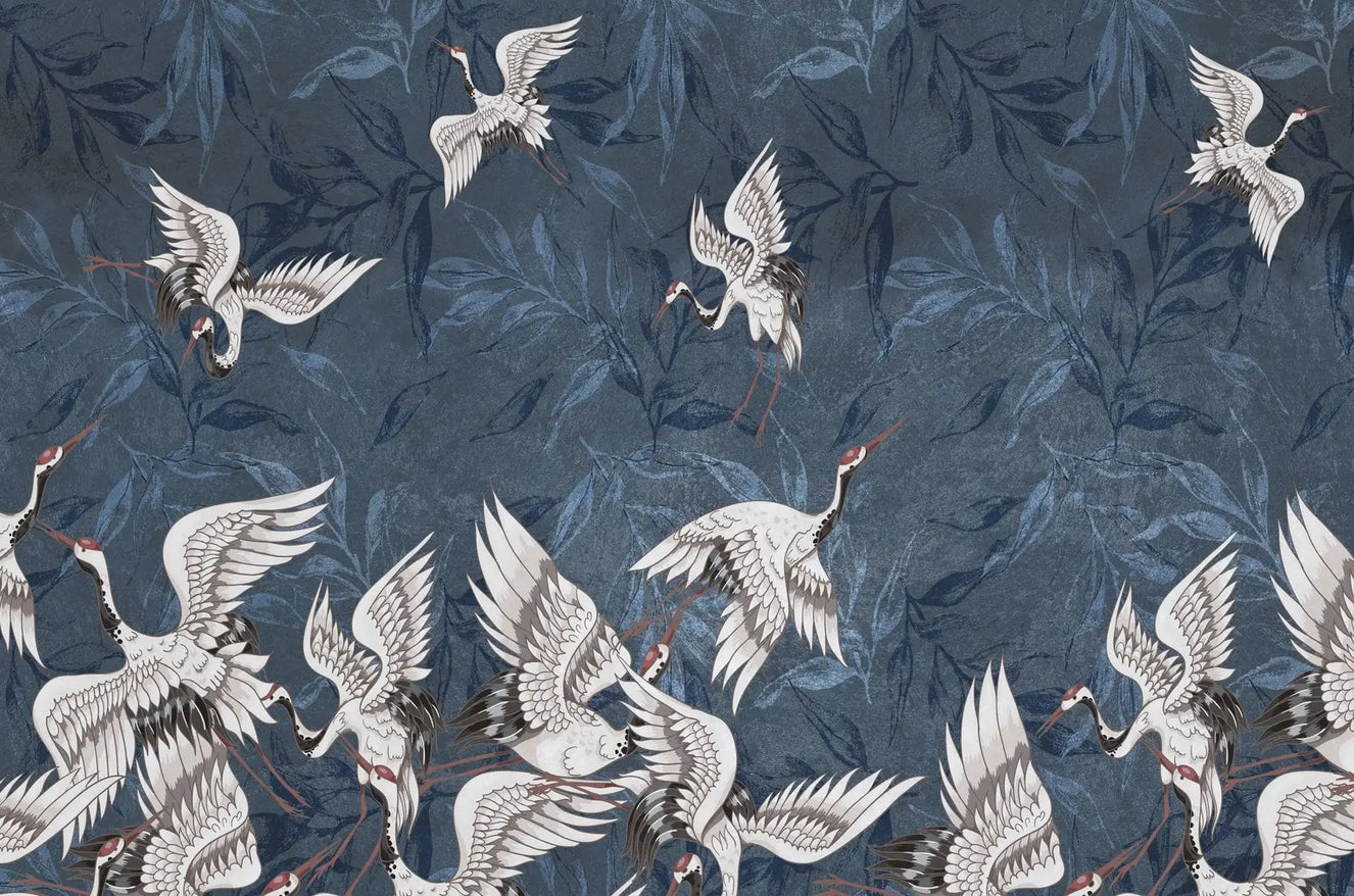 Cranes Grunge Wallpaper Wandbild