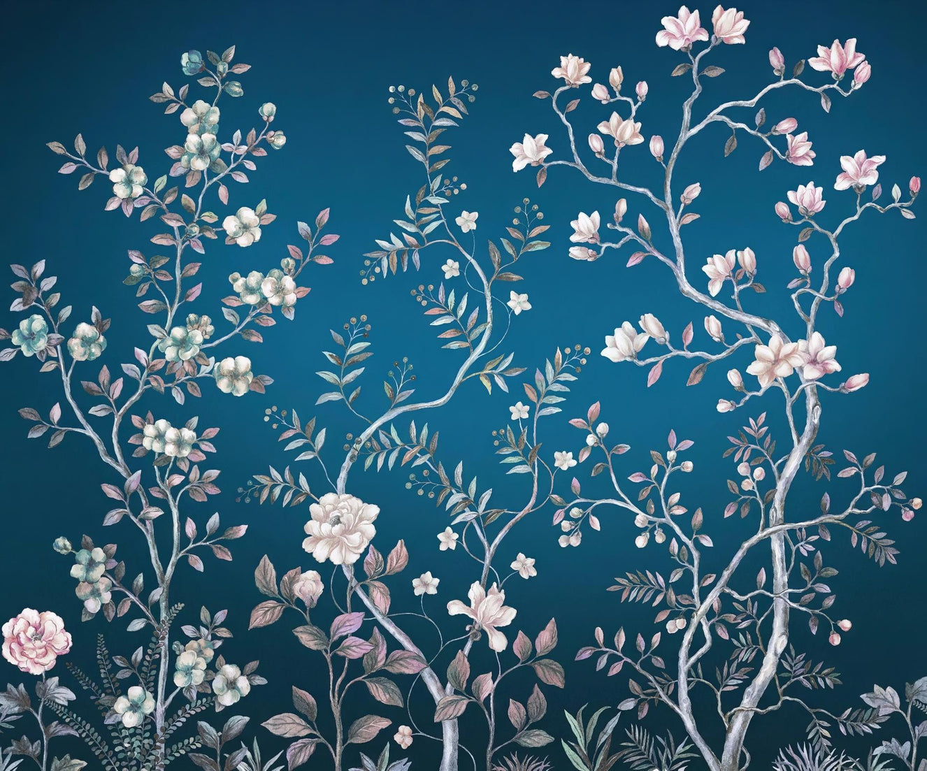 Fond d'écran de chinoiserie bleue