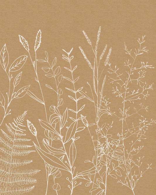 Beige urter haven tapet