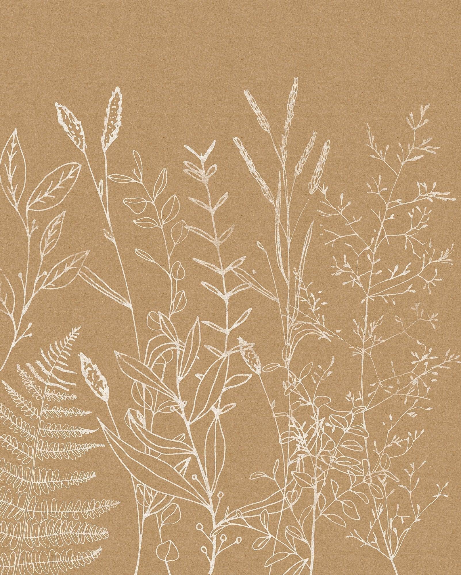 Beige Herbs Garden Wallpaper