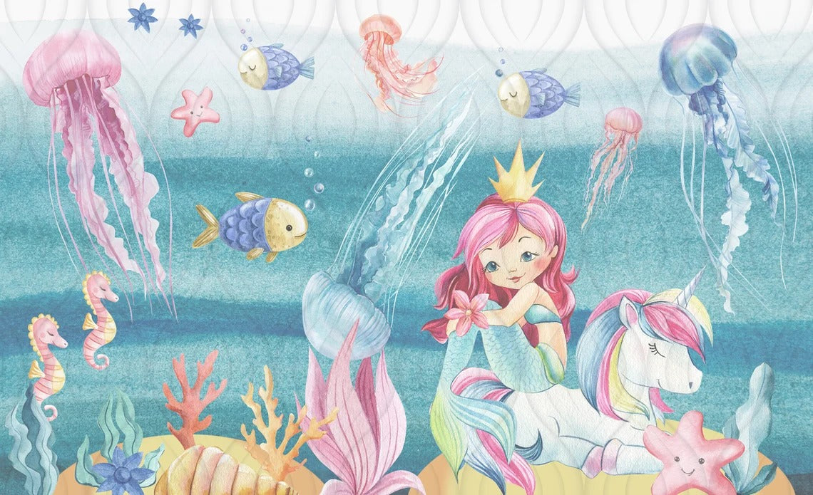 Magical Sirène Girls Room Wallpaper in your room — zoomed