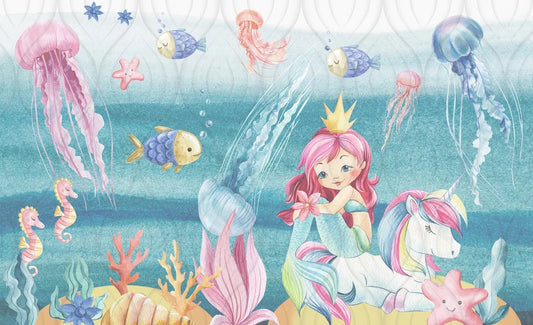 Magical Mermaid Girls Room Wallpaper