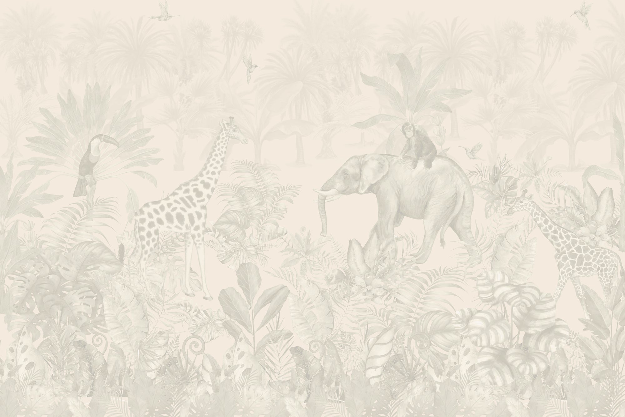 Fond d'écran de jungle beige murale