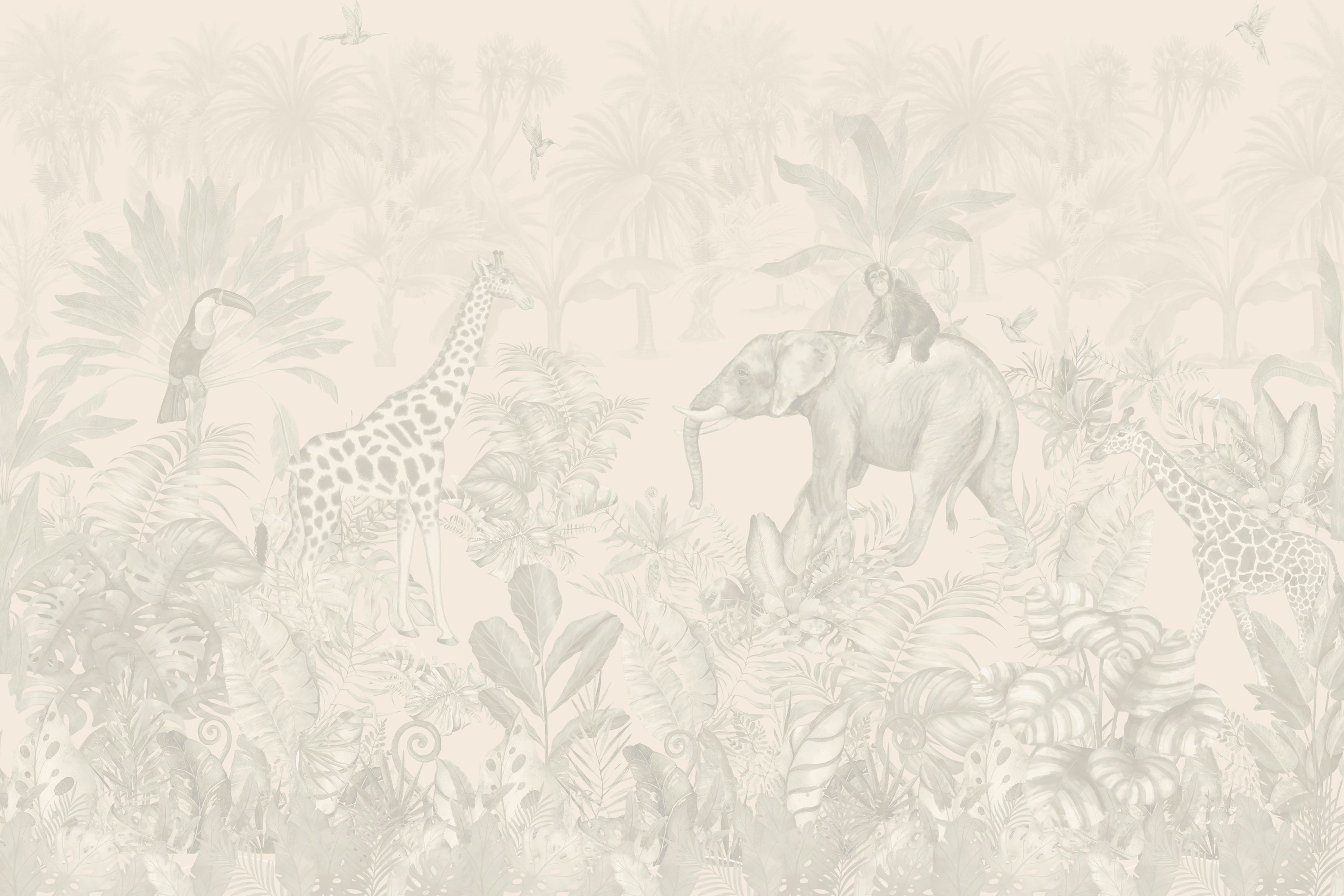Mural de tapet din jungla bej in your room — zoomed