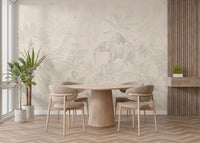 Safari-inspired mural with a beige color palette.
