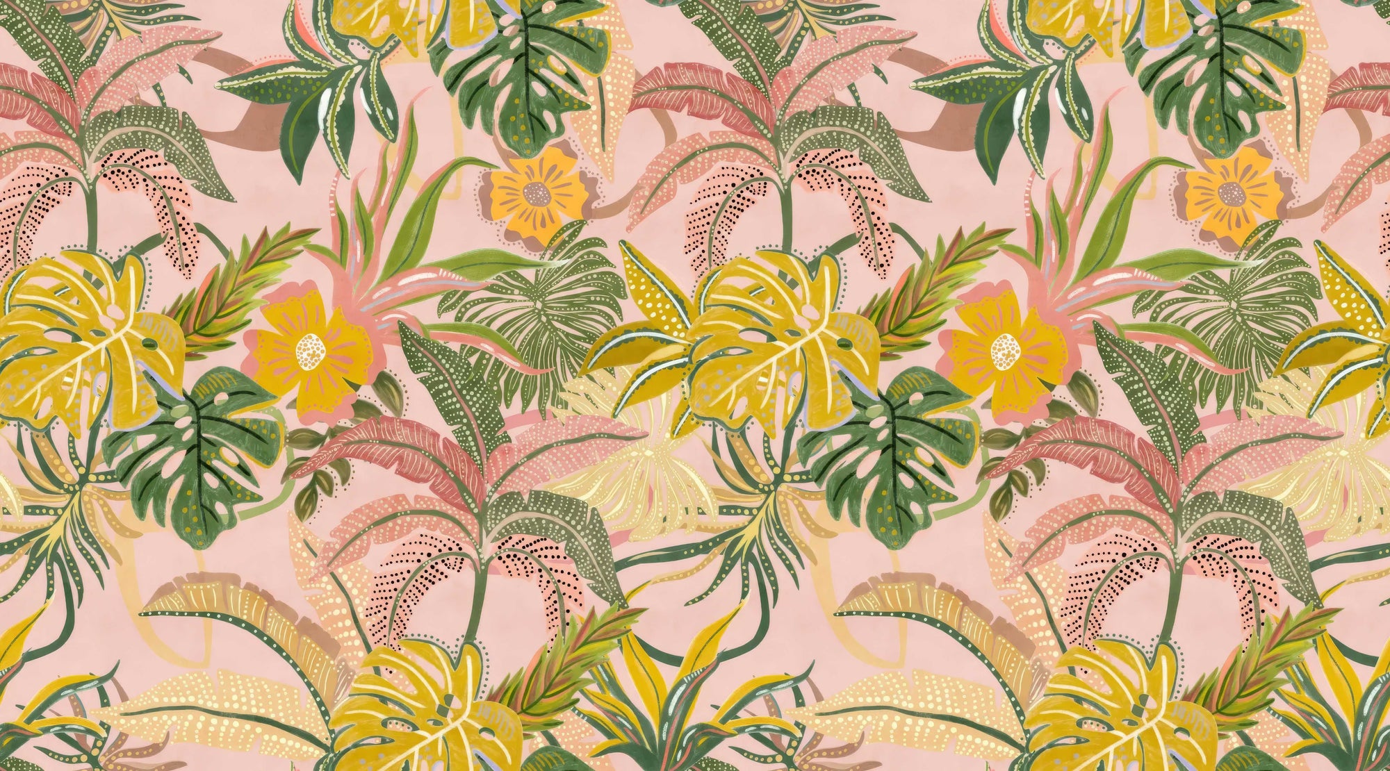 Vibrant Watercolor Tropical Leaf Wallpaper