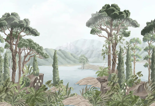 Akvarell Jungle Landscape tapet