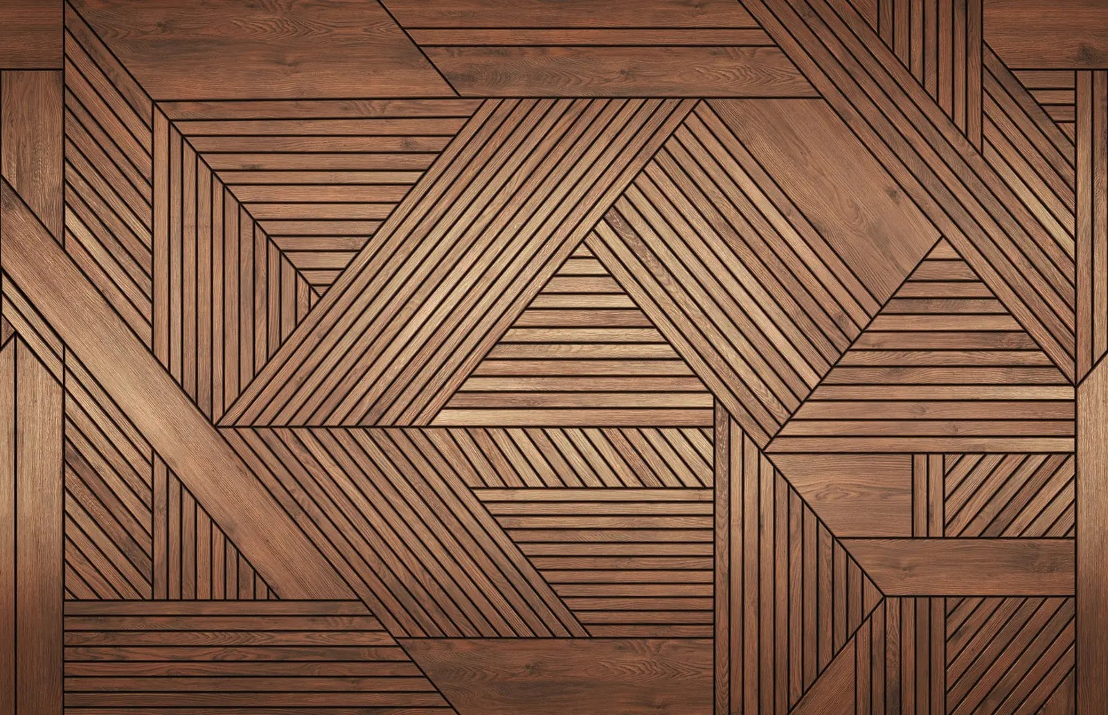 Fond d'écran géométrique en bois mural