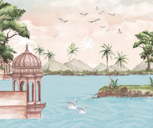 Aquarelle Lakes au bord du lac View mural mural