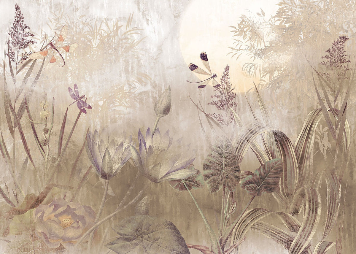 Dragonfly Pond Wallpaper väggmålning in your room — zoomed