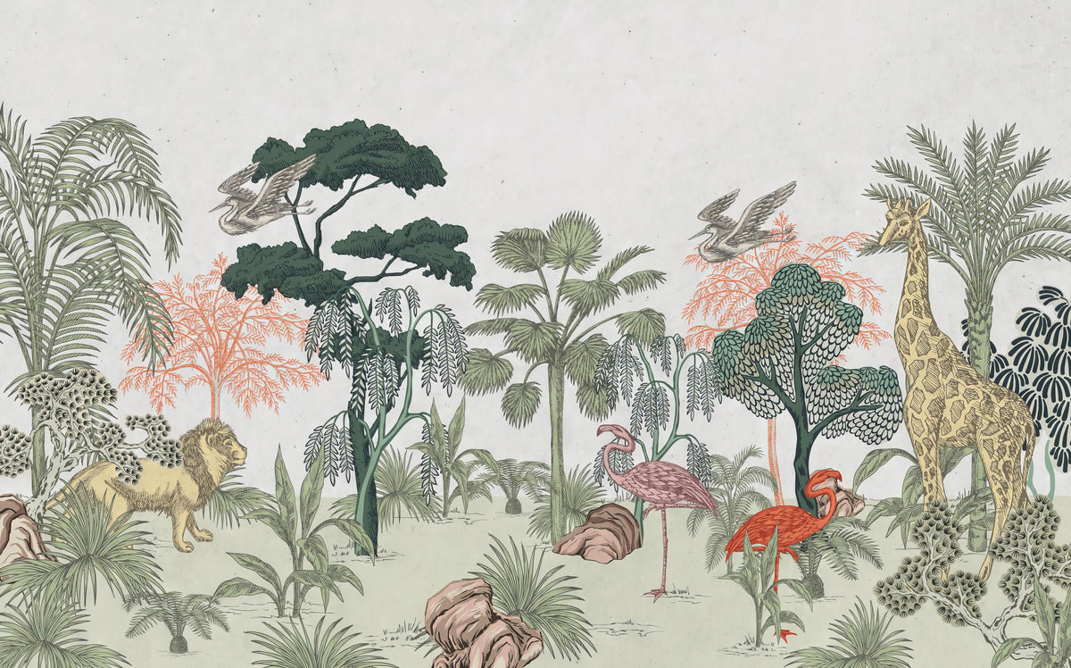 Tropical Wildlife Kids Wallpaper Wandbild
