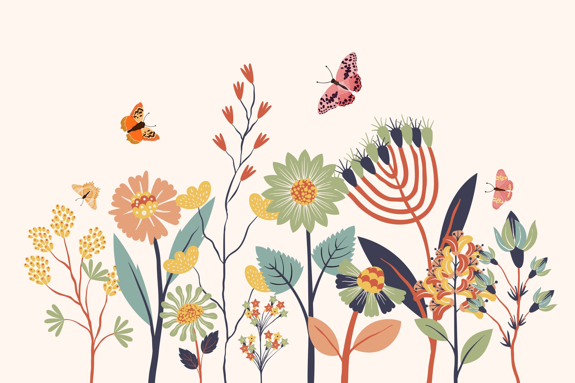 Butterfly Garden Wallpaper Mural
