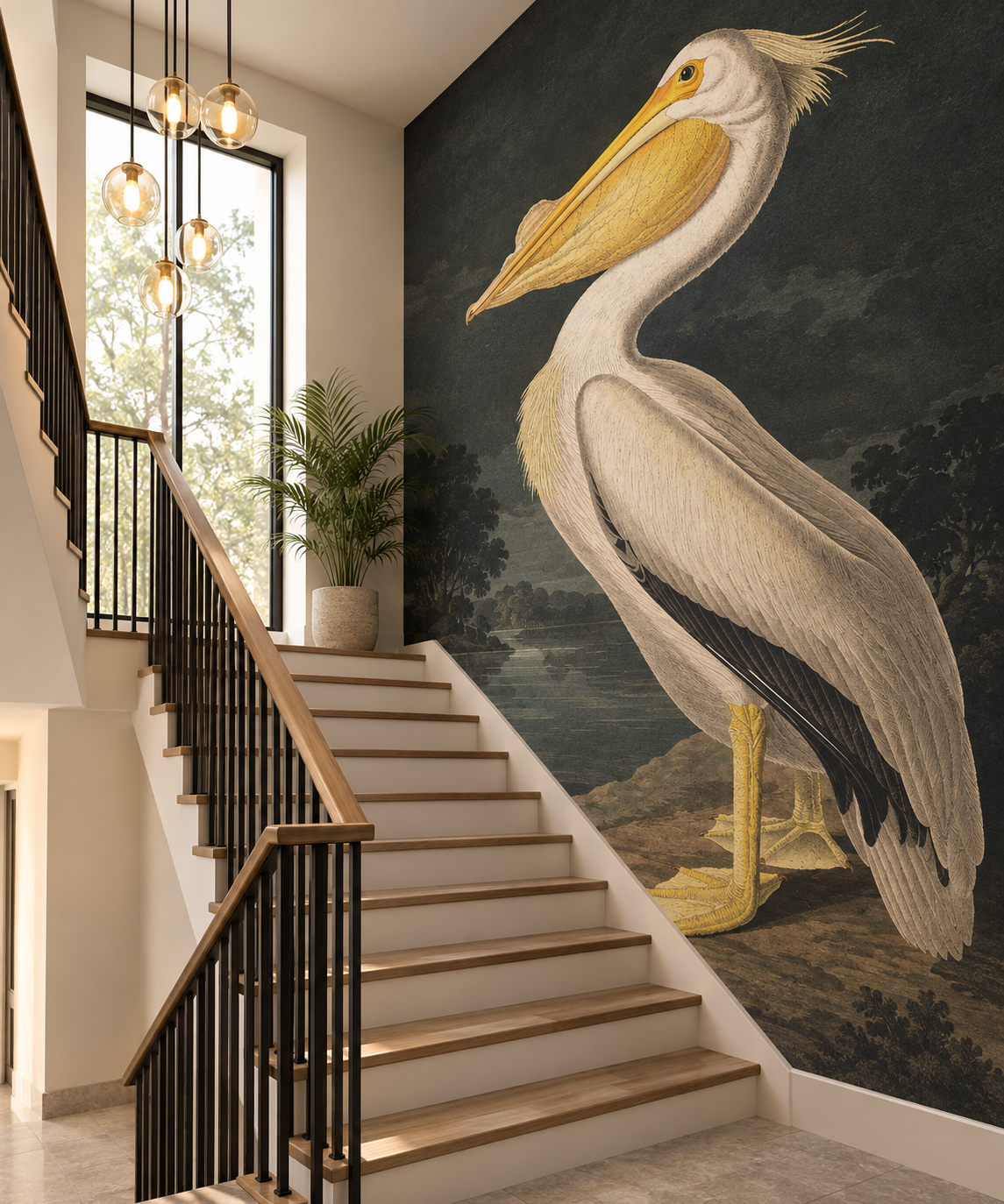 Papier peint pelican blanc mural