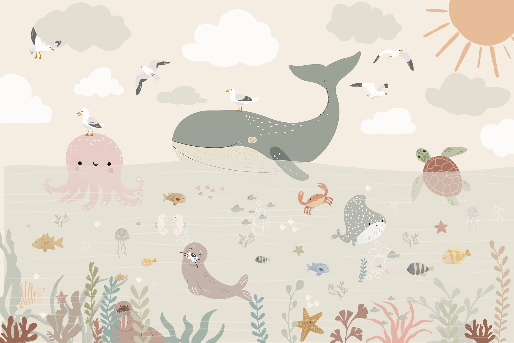 Mural de perete pentru creaturi oceanice