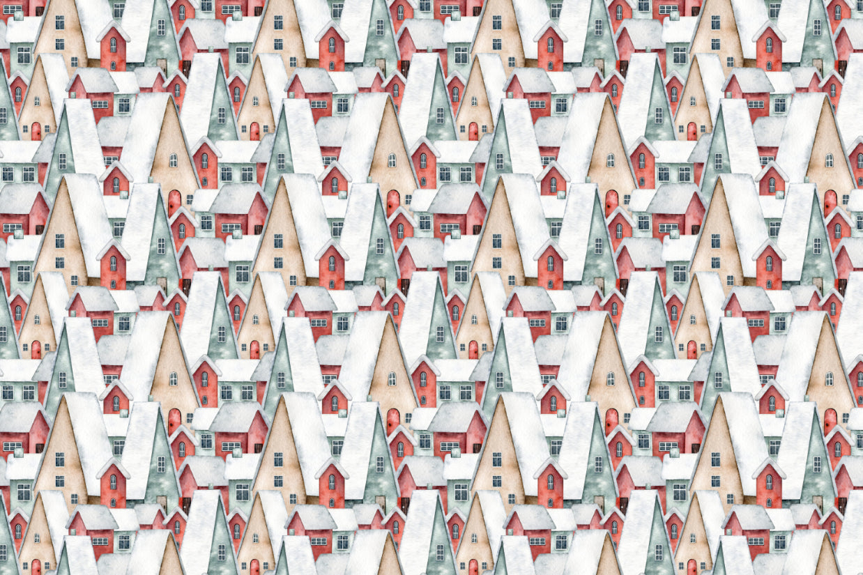 Aquarell Snowy Village Tapete